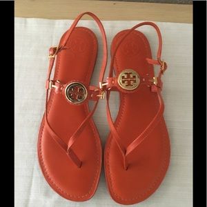 Tory Burch Equestrian Orange Ali Sandals Sz.10.5